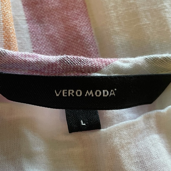 Vero Moda pullover cotton linen blend cap sleeve tiered ruffle dress size large - Picture 10 of 16